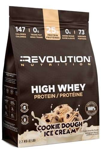 Revolution Nutrition, High Whey, Protein Powder 6LB Bag, Whey Protein, Gluten Free, 25g of Protein Per Scoop, 2.7kg, 73 Servings (Cookie Dough Ice Cream, 6 Pound Bag)