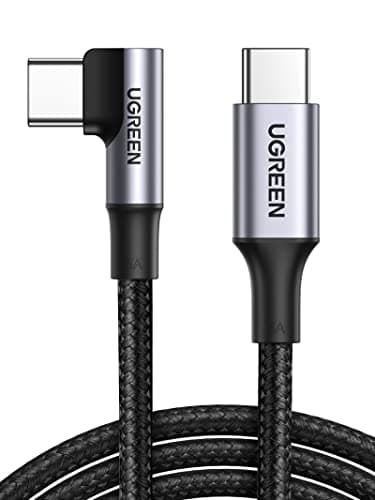 UGREEN USB C to USB C Cable 100W, Right Angle Type C Charging Cable 90 Degree PD Fast Charging Cord Compatible with iPhone 17 16 15 Pro Max, MacBook Air, iPad, Galaxy S25 S24, PS5 Controller, 10ft