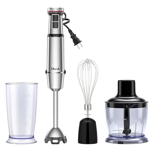 TALIA 4-in-1 Immersion Blender, Hand Blender with Stainless Steel Shaft, Variable Speed & Turbo, Dishwasher-Safe, for Soups, Smoothies, Baby Food, Puree & Shakes