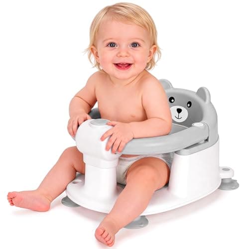 Baby Bath Seat for 6 Months & Up, Baby Seats for Sitting Up, Non-Slip with 4 Suction Cups, Baby Bath Essentials, Great Baby Shower Gifts(Grey)