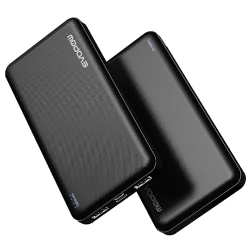2 Pack Portable Charger, Slimmer 10000mAh Power Bank, 15W USB C in&Out Fast Charging Battery Pack, Portable Power Bank for iPhone 16 15 14 13 12 iPad Samsung S23 S22 Pixel Heated Vest etc (Black)