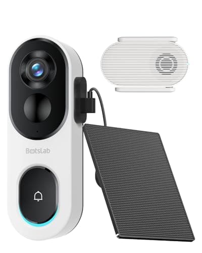 BOTSLAB 2K Doorbell Camera Wireless Outdoor with Solar Panel Charger, Nonstop Power Video Doorbell with Head-to-Toe View, No Monthly Fee, 2-Way Audio, Human Detection, 5200mAh Battery, 2.4Ghz WiFi