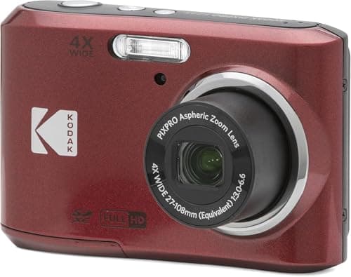 Kodak PIXPRO FZ45-RD 16MP Digital Camera 4X Optical Zoom 27mm Wide Angle 1080P Full HD Video 2.7" LCD Vlogging Camera (Red)