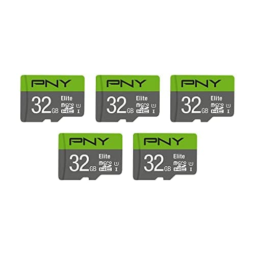 PNY 32GB Elite Class 10 U1 microSDHC Flash Memory Card - 100MB/s, Full HD, UHS-I, Micro SD, 5 Count (Pack of 1)