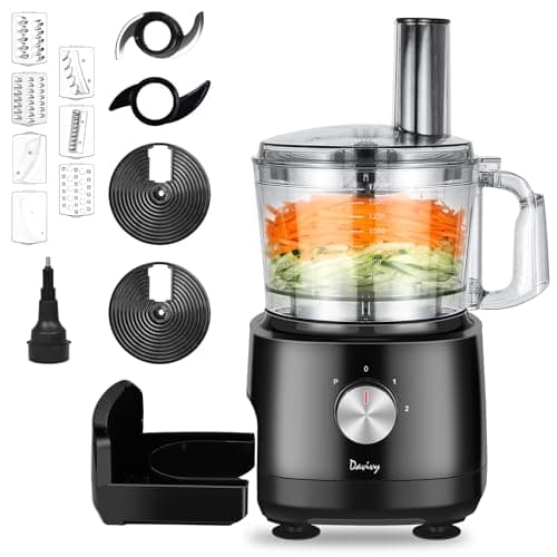Davivy 7-Cup Food Processor with Storage Drawer, 9-Blade for Healthy Meal