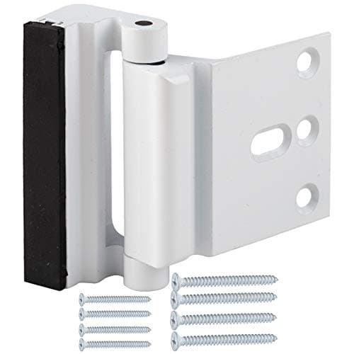 Home Security Door Lock, Childproof Door Reinforcement Lock with 3" Screws for Inward Swinging Door, Upgraded Night Lock to Defend Your Home (white-1pack)