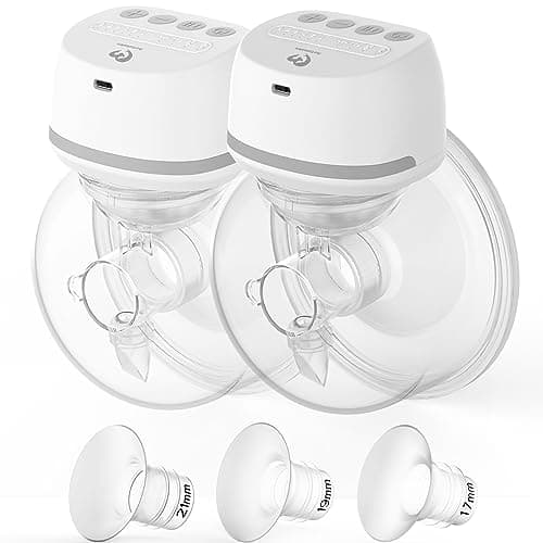 Bellababy Wearable Breast Pumps Hands Free, Low Noise Pain Free, 4 Modes 6 Levels of Suction, Wireless Double Electric Breast Pumps Portable. (24mm Flanges, 21/19/17mm Inserts)