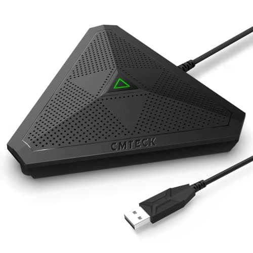 CMTECK USB Desktop Computer CM001 Microphone, Mute Button with LED Indicator, Omnidirectional Condenser Boundary Conference Mic for Recording, Streaming, Gaming, Skype (Windows/Mac), No Speaker