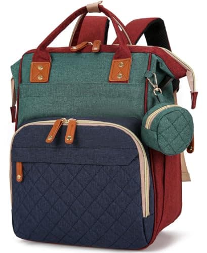 SHIFANQ Diaper Bag Backpack, Large Waterproof Baby Bag for Boys, Girls, Multifunctional Baby Essentials Travel Diaper Backpack for Mom & Dads with USB Charging Port, Stroller Straps, Blue Green