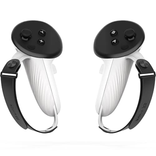 AMVR Controller Grips Compatible with Meta/Oculus Quest 3S/Quest 3, Silicone Accessories Non-Slip Handle Cover, Adjustable Soft Hand Strap Fits Small and Medium Hands