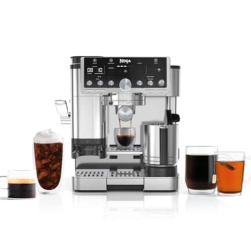 Ninja Luxe Café Pro Series, Espresso Machine, Drip Coffee, Cold Brew, Hot Water, Integrated Tamper, Built-in Grinder, Hands-Free Frother for Cappuccinos, Lattes, Americanos, Dairy or Non-Dairy, ES701C