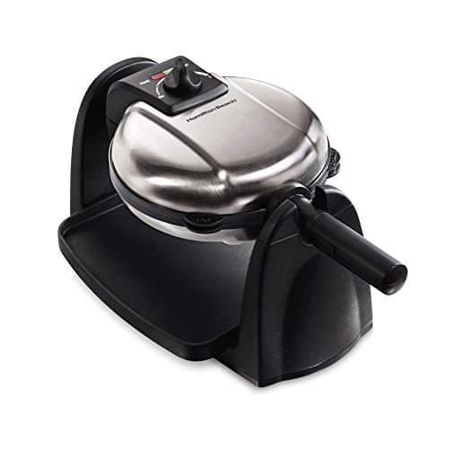 Hamilton Beach Flip Belgian Waffle Maker with Non-Stick Dishwasher safe Removable Plates, Browning Control, PFAS free frids, Drip Tray, Browning Control, 800 Watts, Stainless Steel (26030MNC)