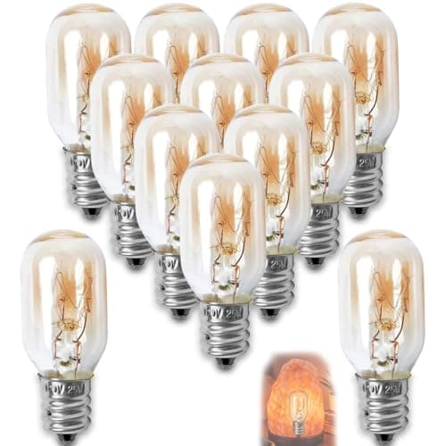 12 Pack 25 Watt E12 T6.5 Light Bulbs Himalayan Salt Lamp Replacement Compatible with Scentsy Plug-in Nightlight Wax Warmers/Home Fragrance Wax Diffusers, 120V, T20, E12 Base Socket by Wadoy