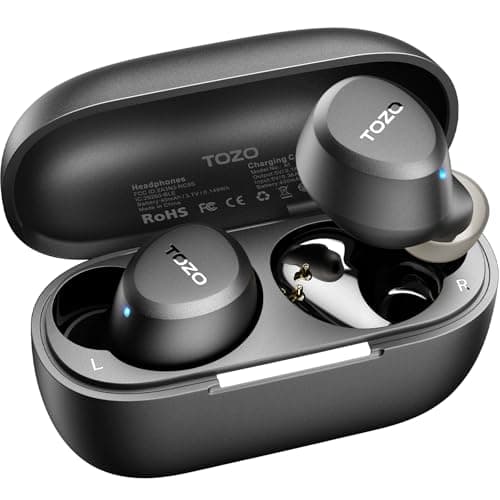TOZO Upgraded A1 Mini Wireless Earbuds Bluetooth 5.3 Light Weight in Ear IPX5 Waterproof Headphones 2 Mic for AI Calls, Immersive Premium Sound Bass Headset with Charging Case, 32 Presets EQ via App