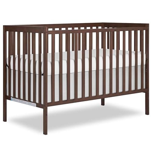 Dream On Me Synergy 5-in-1 Convertible Crib in Smokey Oak, Greenguard Gold Certified, BSA Certified, 3 Mattress Height Settings, Classic Nursery Furniture