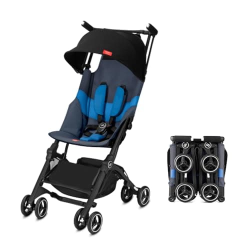 gb Pockit All-Terrain Stroller – Carry-On Compliant, Ultra Compact, Lightweight, Breathable Fabric, Travel-Friendly, Easy Fold, Fits in Overhead Bins, Comfortable for Babies, Night Blue