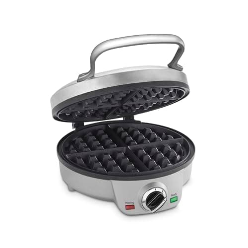 Cuisinart Mini Belgian Waffle Maker, Round Mini Waffle Iron, Silver, WAF-200P1