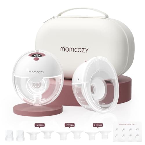 Momcozy M5 Hands Free Wearable Breast Pump Without APP, Double-Sealed Flange for Baby-Like Comfort, 3 Modes & 9 Suction Levels, Portable Electric Pump – 24mm, 2 Pack, Cozy Red