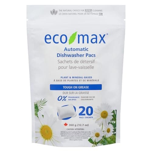 Eco-Max Hypoallergenic Automatic Dishwasher Pacs 20 count, Scent Free