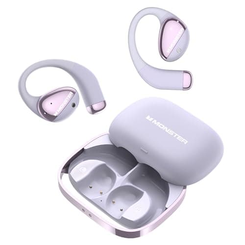 Monster Open Ear AC520 Headphones, Bluetooth 6.0 Wireless Earbuds with Premium Audio, Open Ear Headphones with 24H Playtime, Unique Handbag Design, ENC Clear Call, IPX6 Sweatproof,Purple