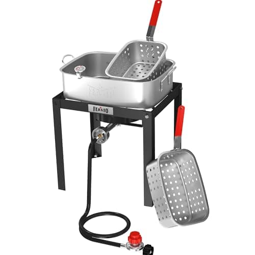 Feasto 18 QT Propane Fish Fryer with 2 Inner Baskets