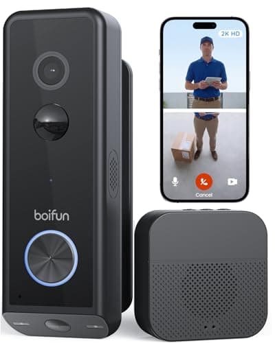 2026 BOIFUN Dual Camera 2K Video Doorbell Wireless, Head-to-Toe & Package View, No Monthly Fee, AI Human Detection, Color Night Vision, Wire-Free or Wired, Two-Way Audio, Alexa, IP65, 2.4GHz WiFi