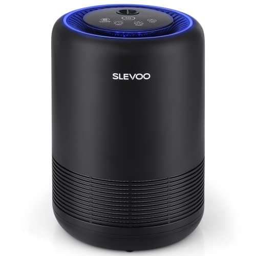 Air Purifiers for Bedroom Pets Smokers in Home, H13 True HEPA Filter Air Cleaner with Fragrance Sponge, Night Light, Timer, Effectively Clean 99.97% Smoke, Pet Dander, Airborne Particles, BS-01 Black