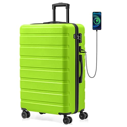 Luggage AnyZip PC+ABS Hardshell Suitcase with 4 Universal Wheels TSA Lock Checked-Large 28 Inch with USB Charging Port (Applegreen)