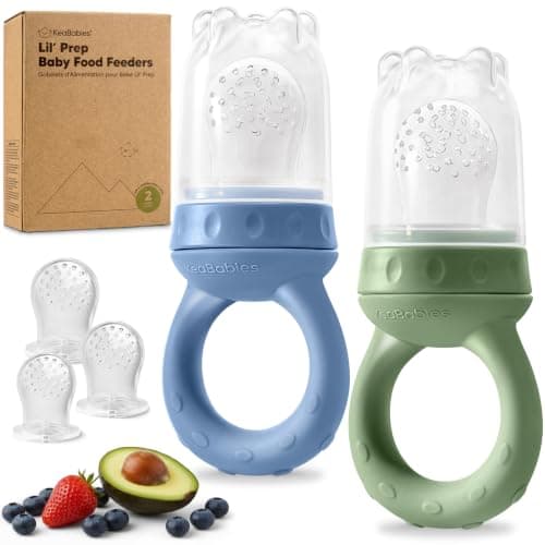 KeaBabies Baby Fruit Feeder 2pk - Silicone Baby Food Feeder for Babies 6-12 months, Breast Milk Popsicle for Teething, Weaning, Freeze Frozen Solid Food, BPA-Free Infant Feeding Essential (Slate)