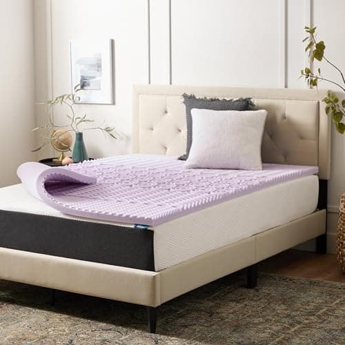 LUCID 2 Inch 5 Zone Lavender Memory Foam Mattress Topper – Calming Lavender – Targeted Convoluted Comfort Zones, Queen (LU20QQ30ZT)