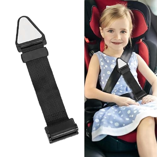 Seat Belt Adjuster for Kids, Child Assisted Safety Belt, Simple Assist Comfort Shoulder and Neck Protector Strap Restrictor with Clips and Traps for Children,Kids Car Seat Belt Adjuster,Children's Travel Essentials(Black)