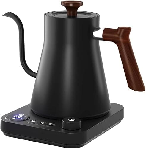 Electric Gooseneck Kettle, 304 Stainless Steel Electric Tea Kettle Temperature Control Pour-Over Coffee and Tea Pot 1200W Quick Heating Hot Water Boiler Anti-dry Protection, 0.9L (Black)