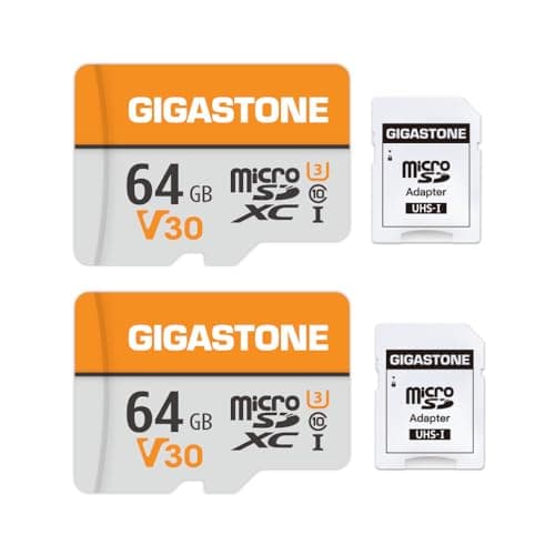 GIGASTONE 64GB Micro SD Card 2-Pack, V30 4K Video Recording, Surveillance, Security Camera, Dash Cam, Drone, 95MB/s MicroSDXC Memory Card UHS-I Class 10, with Adapter