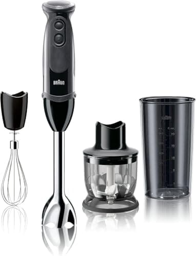 Braun MultiQuick Vario 5 Handheld Immersion Blender – 21-Speed Stick Blender with PowerBell Stainless Steel Blades, EasyClick Attachments – Hand Blender for Smoothies, Food Chopper, Whisk, Puree, 400W