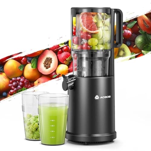 AAOBOSI 5.4" Juicer Machine, Cold Press Juicer Fit Whole Fruits & Vegetables for Hands-Free Operation, 54oz Large Capacity, Upgraded Pre-Cut Technology, Triple Filter, Quiet Motor