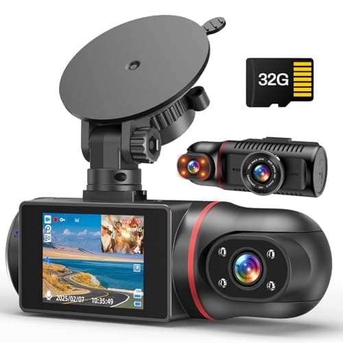 Dash Cam Front and Inside, 1080P Camera for Cars with 32GB Card