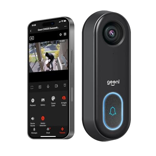 Geeni Video Doorbell | HD 1080p Video Quality, Weather-Resistant, 2-Way Audio | Motion Detection and Alerts | Easy Installation (Existing Doorbell Wiring Required) | Requires 2.4GHz WiFi | Black
