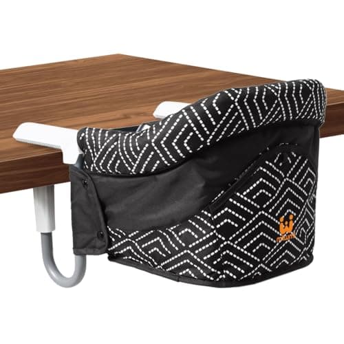 MTWML Portable High Chair for Table,Hook On High Chair That Attaches to Table,Space Saver Clip On Counter High Chair for Baby,Easy Clean Baby Feeding Seat with Carry Bag for Travel(Stripe-Black)