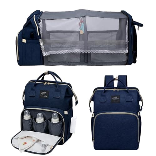 Baby Bags,Expandable Backpack Diaper Bag Baby Diaper Bag with Changing Station Baby Shower Gifts Multifunctional Travel Diaper Bag for Moms Dads (Blue)