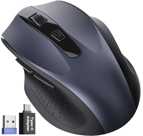 Sablute M21 Wireless Mouse for Laptop, 2.4GHz Computer Mouse with USB-A Port &USB-C Adapter, Office Cordless Mice with 6 Buttons & 3 Level DPI for Small to Medium Hands, Work with PC, Desktop, Tablet