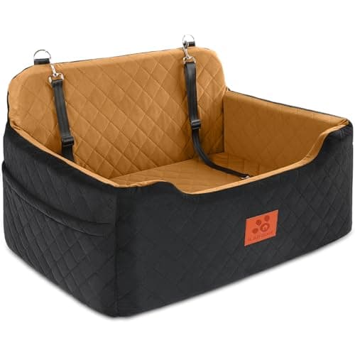 Dog Car Seat for Medium/Large Dogs,Pet Booster Car Seats for Under 50lbs or 2 Small Dogs, Detachable and Washable Pet Bed,Multi-Functional Travel Dog Bed (BlackBrown)