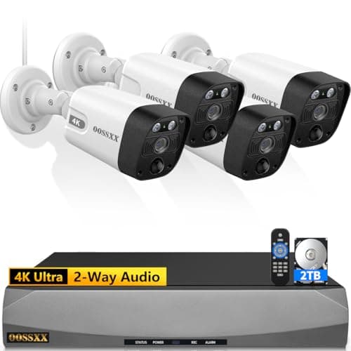 (2026 Updated) 4K 8CH PoE Security Camera System, Wired NVR Kit, 4× 8MP Bullet Cameras 130° Wide Angle, AI Human & PIR Detection, 2-Way Audio, IP66, Free App No Monthly Fee, 2TB HDD