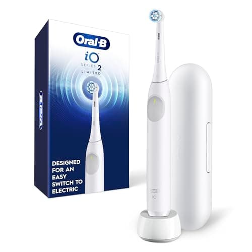 Oral-B iO2 Electric Toothbrush, for an Easy Switch to Electric, Pure White, Rechargeable Electric Toothbrushes, iO Series 2 Limited with 1 Power Toothbrush, 1 Brush Head, and 1 Travel Case
