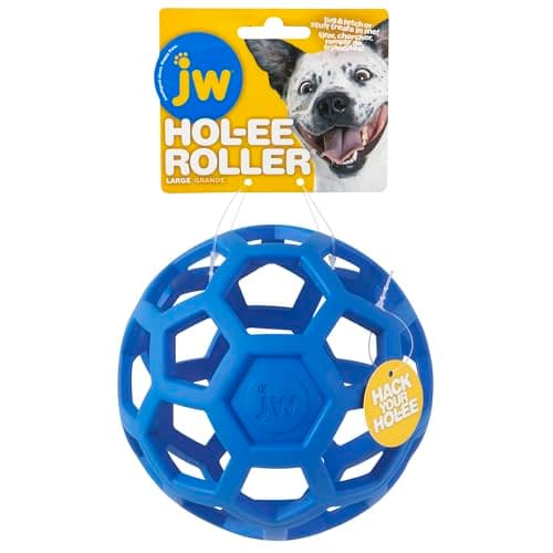 JW Pet HOL-ee Roller Original Do It All Dog Toy Puzzle Ball, Natural Rubber, Assorted Colors, Large