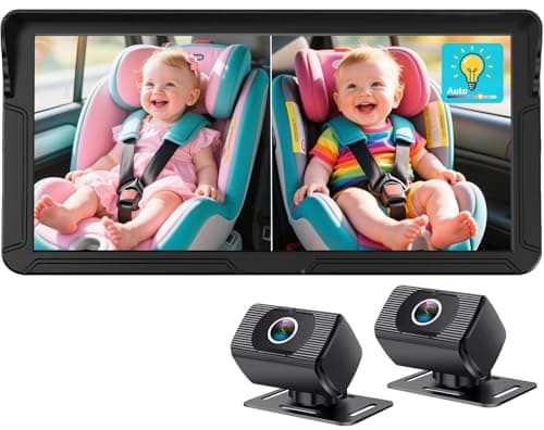 Dual Baby Car Camera for 2-Kids: 6.9'' HD Split Screen with Auto Brightness 1080P Backseat Camera for Twins Infrared Night Vision - 360°Adjustable USB Easy Setup Ideal for SUVs Minivans