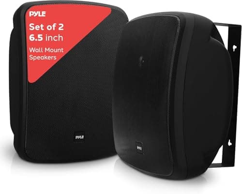 Pyle Bluetooth Outdoor Speakers – 6.5” Wireless Wall/Ceiling Mount Speaker Pair, 2-Way Weatherproof Stereo Sound System for Patio, Pool, Garage & Indoor Home Use