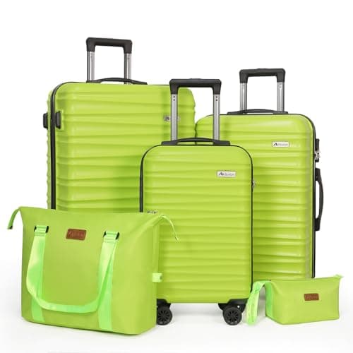 Luggage Set 3 Pieces (20/24/28) -Suitcase Set - Carry on Luggage with Wheels - Check-in Luggage - PC + ABS Durable Suitcase Rotating Silent Wheels (Lime