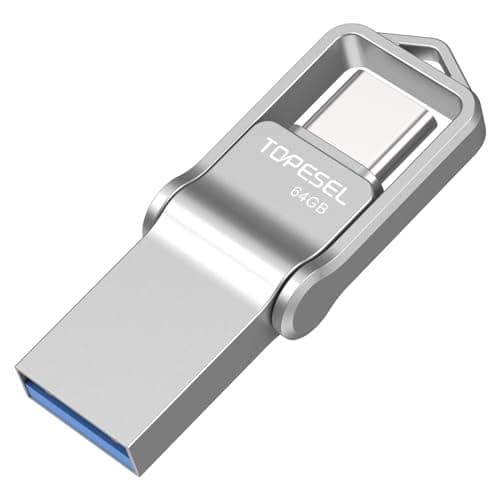 TOPESEL Dual 2-in-1 USB 3.0 USB Stick 64G up to 100MB/s, Flash Drive Clé USB C Drive 64 GB Memory Stick USB C and USB A for PC and OTG-Enabled Type-C Devices