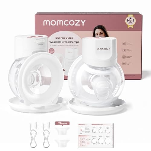 Momcozy Breast Pump S12 Pro Quick, Hands-Free Wearable & Wireless Pump, with DoubleFit Hybrid Flange, 3 Modes & 9 Levels Electric Pump Portable, Smart Display, 2 Count, White