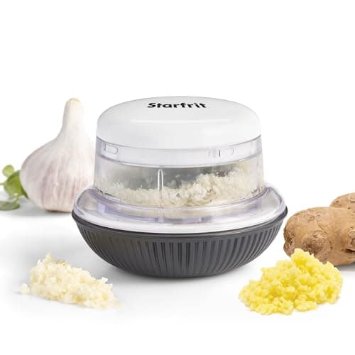Starfrit Mini Rolling Chopper - Effortless Chopping with Dual Blades - Non-Slip Base - White